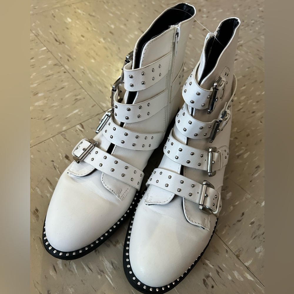 White and silver studded Steve maddens